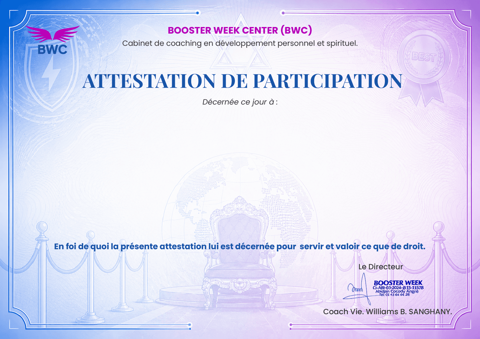 Attestation de participation — Programme Limitless